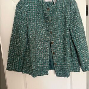 Alfred Dunner Teal Tweed Blazer